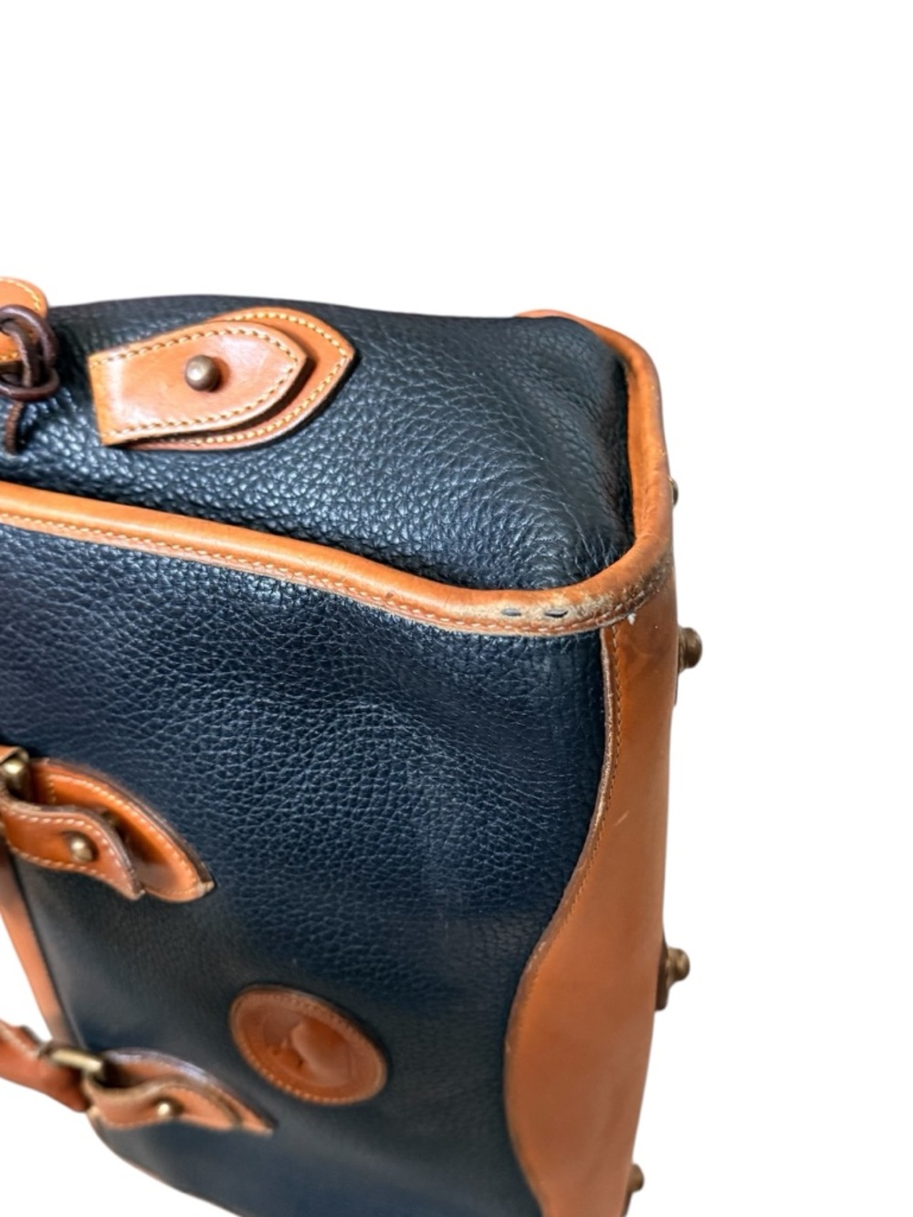 VINTAGE 1990S DOONEY & BOURKE NAVY ALL WEATHER LEATHER SATCHEL HANDBAG - Picture 8 of 16